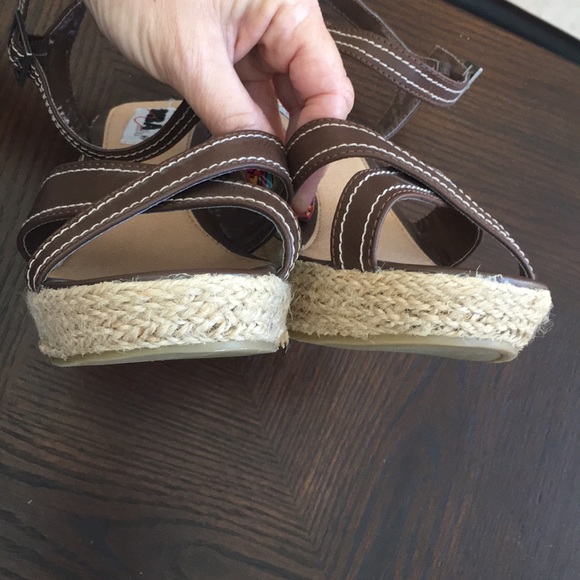 DIBA Wedge Platform Sandals Brown Straw Wedge NEW - Picture 4 of 5